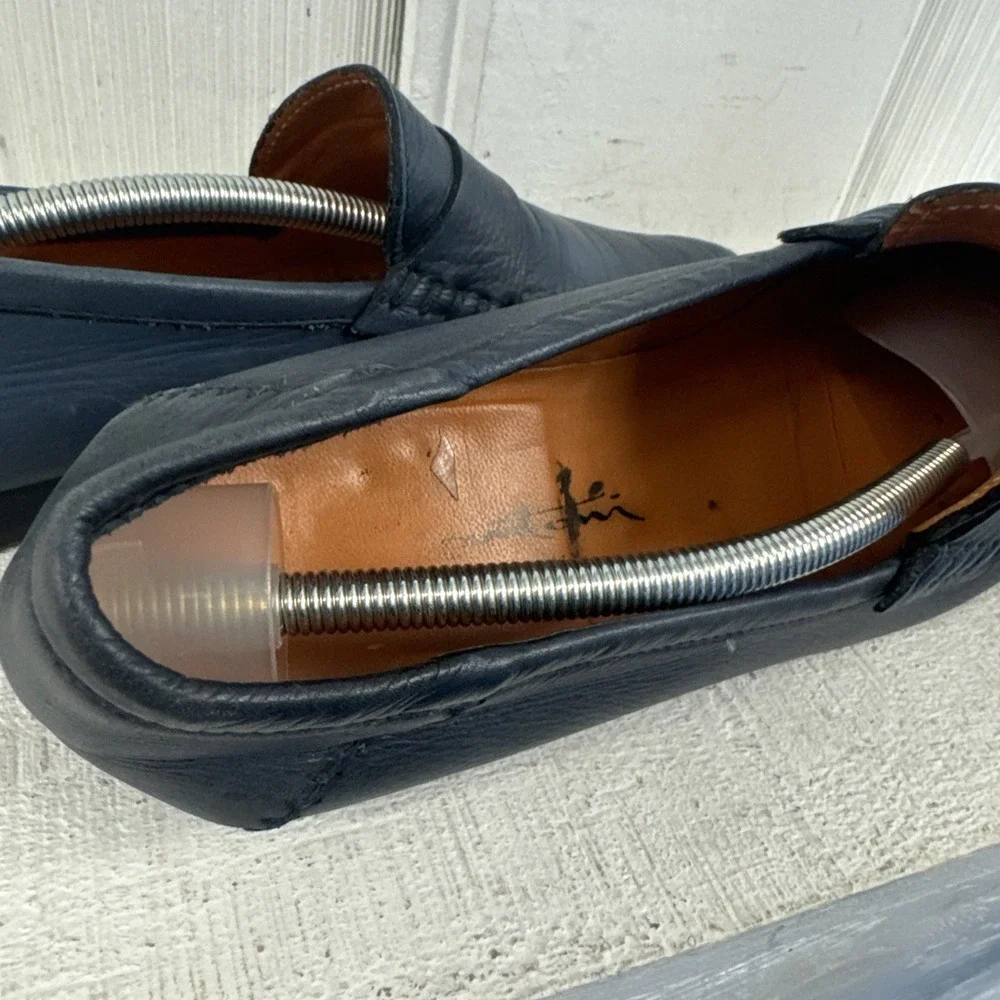 Santoni‎ Paine Loafers Size 11D US Blue Shoes Made In Italy Leather